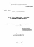 Топчий, Анастасия Викторовна. Адаптация рынка труда в условиях трудодефицитного региона: дис. кандидат экономических наук: 08.00.05 - Экономика и управление народным хозяйством: теория управления экономическими системами; макроэкономика; экономика, организация и управление предприятиями, отраслями, комплексами; управление инновациями; региональная экономика; логистика; экономика труда. Хабаровск. 2009. 158 с.