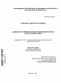 Кокорин, Андрей Аркадьевич. Административно-правовые отношения в сфере электроэнергетики: дис. кандидат юридических наук: 12.00.14 - Административное право, финансовое право, информационное право. Москва. 2011. 211 с.