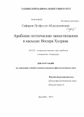 Сафаров, Лутфулло Абдусаломович. Арабские поэтические заимствования в касыдах Носира Хусрава: дис. кандидат наук: 10.01.03 - Литература народов стран зарубежья (с указанием конкретной литературы). Душанбе. 2013. 173 с.