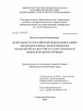 Жильцов, Андрей Владимирович. Деятельность Российской Федерации в сфере внедрения новых энергетических технологий на внутригосударственном и международном уровнях: дис. кандидат политических наук: 23.00.02 - Политические институты, этнополитическая конфликтология, национальные и политические процессы и технологии. Нижний Новгород. 2009. 170 с.