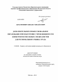 Абрагимович, Михаил Михайлович. Дополнительное профессиональное образование при подготовке учреждениями СПО конкурентоспособных специалистов для регионального рынка труда: дис. кандидат наук: 13.00.08 - Теория и методика профессионального образования. Москва. 2013. 184 с.