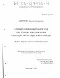 Дворкина, Татьяна Алексеевна. Единый социальный налог как инструмент консолидации внебюджетных социальных фондов: дис. кандидат экономических наук: 08.00.10 - Финансы, денежное обращение и кредит. Краснодар. 2003. 148 с.