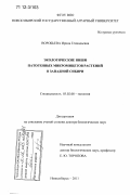 Воробьева, Ирина Геннадьевна. Экологические ниши патогенных микромицетов растений в Западной Сибири: дис. кандидат наук: 03.02.08 - Экология (по отраслям). Новосибирск. 2011. 338 с.