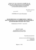 Сосницкая, Татьяна Николаевна. Экологическое состояние почв г. Свирска Иркутской области: особенности накопления и детоксикации тяжелых металлов: дис. кандидат наук: 03.02.08 - Экология (по отраслям). Иркутск. 2014. 129 с.