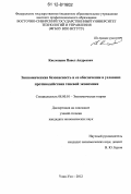 Кислощаев, Павел Андреевич. Экономическая безопасность и ее обеспечение в условиях противодействия теневой экономике: дис. кандидат экономических наук: 08.00.01 - Экономическая теория. Улан-Удэ. 2012. 182 с.