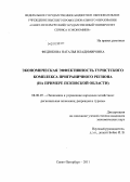 Федюкова, Наталья Владимировна. Экономическая эффективность туристского комплекса приграничного региона: на примере Псковской области: дис. кандидат экономических наук: 08.00.05 - Экономика и управление народным хозяйством: теория управления экономическими системами; макроэкономика; экономика, организация и управление предприятиями, отраслями, комплексами; управление инновациями; региональная экономика; логистика; экономика труда. Санкт-Петербург. 2011. 201 с.