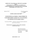 Дабиев, Давид Фёдорович. Экономическая оценка эффективности освоения минеральных ресурсов региона: на примере Республики Тыва: дис. кандидат экономических наук: 08.00.05 - Экономика и управление народным хозяйством: теория управления экономическими системами; макроэкономика; экономика, организация и управление предприятиями, отраслями, комплексами; управление инновациями; региональная экономика; логистика; экономика труда. Новосибирск. 2009. 238 с.