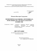 Юшкова, Виктория Эдуардовна. Экономическая оценка потенциала земельных ресурсов в сельском хозяйстве: дис. кандидат наук: 08.00.05 - Экономика и управление народным хозяйством: теория управления экономическими системами; макроэкономика; экономика, организация и управление предприятиями, отраслями, комплексами; управление инновациями; региональная экономика; логистика; экономика труда. Воронеж. 2014. 181 с.