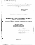 Краснова, Татьяна Григорьевна. Экономическая устойчивость региона: Проблемы теории и практики: дис. доктор экономических наук: 08.00.05 - Экономика и управление народным хозяйством: теория управления экономическими системами; макроэкономика; экономика, организация и управление предприятиями, отраслями, комплексами; управление инновациями; региональная экономика; логистика; экономика труда. Иркутск. 2000. 317 с.