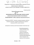 Чурсина, Юлия Анатольевна. Экономическое обоснование оптимальной структуры регионального молочного подкомплекса АПК: На примере Свердловской области: дис. кандидат экономических наук: 08.00.05 - Экономика и управление народным хозяйством: теория управления экономическими системами; макроэкономика; экономика, организация и управление предприятиями, отраслями, комплексами; управление инновациями; региональная экономика; логистика; экономика труда. Оренбург. 2004. 165 с.