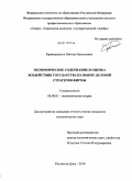 Кривошлыков, Виктор Николаевич. Экономическое содержание и оценка воздействия государства на выбор деловой стратегии фирмы: дис. кандидат экономических наук: 08.00.01 - Экономическая теория. Ростов-на-Дону. 2010. 166 с.