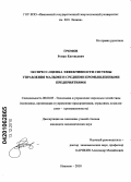 Громов, Роман Евгеньевич. Экспресс-оценка эффективности системы управления малыми и средними промышленными предприятиями: дис. кандидат экономических наук: 08.00.05 - Экономика и управление народным хозяйством: теория управления экономическими системами; макроэкономика; экономика, организация и управление предприятиями, отраслями, комплексами; управление инновациями; региональная экономика; логистика; экономика труда. Иваново. 2010. 139 с.