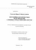 Соколова, Ирина Сибагатулловна. Энтропийно-вероятностное моделирование сложных стохастических систем: дис. кандидат физико-математических наук: 05.13.18 - Математическое моделирование, численные методы и комплексы программ. Челябинск. 2013. 134 с.