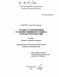 Бадинова, Татьяна Владимировна. Этапы становления художественного рынка в культуре России: дис. кандидат культурологии: 24.00.01 - Теория и история культуры. Санкт-Петербург. 2004. 191 с.