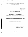 Куцури, Георгий Николаевич. Финансовая система региона: Эффективность функционирования и регулирования: дис. доктор экономических наук: 08.00.10 - Финансы, денежное обращение и кредит. Санкт-Петербург. 2000. 260 с.