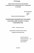 Чиженькова, Евгения Владимировна. Формирование экономического механизма адаптации хозяйствующего субъекта к рыночной среде: дис. кандидат экономических наук: 08.00.01 - Экономическая теория. Москва. 2006. 179 с.