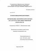 Полихраниди, Юрий Дмитриевич. Формирование экономической политики государства в сфере инвестиционной безопасности: дис. кандидат экономических наук: 08.00.01 - Экономическая теория. Краснодар. 2009. 178 с.