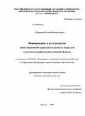 Губанова, Елена Витальевна. Формирование и пути развития инвестиционной привлекательности отраслей сельского хозяйства Калужской области: дис. кандидат экономических наук: 08.00.05 - Экономика и управление народным хозяйством: теория управления экономическими системами; макроэкономика; экономика, организация и управление предприятиями, отраслями, комплексами; управление инновациями; региональная экономика; логистика; экономика труда. Москва. 2009. 171 с.