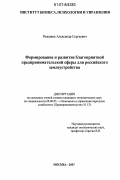 Романюк, Александр Сергеевич. Формирование и развитие благоприятной предпринимательской сферы для российского землеустройства: дис. кандидат экономических наук: 08.00.05 - Экономика и управление народным хозяйством: теория управления экономическими системами; макроэкономика; экономика, организация и управление предприятиями, отраслями, комплексами; управление инновациями; региональная экономика; логистика; экономика труда. Москва. 2007. 159 с.