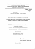 Абдулкадырова, Мадина Албекхаджиевна. Формирование и развитие эффективной региональной организационно-хозяйственной инфраструктуры в сельском хозяйстве: дис. доктор экономических наук: 08.00.05 - Экономика и управление народным хозяйством: теория управления экономическими системами; макроэкономика; экономика, организация и управление предприятиями, отраслями, комплексами; управление инновациями; региональная экономика; логистика; экономика труда. Грозный. 2011. 362 с.