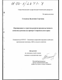 Степанова, Валентина Сергеевна. Формирование и стратегия развития продовольственного комплекса региона: На примере Ставропольского края: дис. кандидат экономических наук: 08.00.05 - Экономика и управление народным хозяйством: теория управления экономическими системами; макроэкономика; экономика, организация и управление предприятиями, отраслями, комплексами; управление инновациями; региональная экономика; логистика; экономика труда. Б. м.. 0. 156 с.