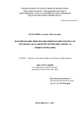 Курбанова, Аминат Магомедовна. Формирование информационной компетентности будущих бакалавров по профилям "Право" и "Обществознание": дис. кандидат наук: 13.00.08 - Теория и методика профессионального образования. Махачкала. 2017. 218 с.