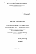 Девяткова, Ольга Ивановна. Формирование инфраструктуры эффективного функционирования малого предпринимательства: дис. кандидат экономических наук: 08.00.05 - Экономика и управление народным хозяйством: теория управления экономическими системами; макроэкономика; экономика, организация и управление предприятиями, отраслями, комплексами; управление инновациями; региональная экономика; логистика; экономика труда. Тюмень. 2000. 181 с.