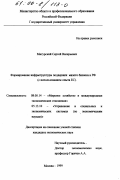 Мигурский, Сергей Валерьевич. Формирование инфраструктуры поддержки малого бизнеса в РФ: С использованием опыта ЕС: дис. кандидат экономических наук: 08.00.14 - Мировая экономика. Москва. 1999. 182 с.