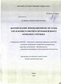 Палкина, Марина Викторовна. Формирование инновационной системы управления развитием промышленного комплекса региона: дис. доктор экономических наук: 08.00.05 - Экономика и управление народным хозяйством: теория управления экономическими системами; макроэкономика; экономика, организация и управление предприятиями, отраслями, комплексами; управление инновациями; региональная экономика; логистика; экономика труда. Киров. 2010. 396 с.