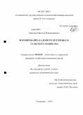 Брыкина, Наталья Владимировна. Формирование кадрового потенциала сельского хозяйства: дис. кандидат наук: 08.00.05 - Экономика и управление народным хозяйством: теория управления экономическими системами; макроэкономика; экономика, организация и управление предприятиями, отраслями, комплексами; управление инновациями; региональная экономика; логистика; экономика труда. Ульяновск. 2014. 197 с.