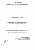 Пахноцкая, Маргарита Андреевна. Формирование лингвокультурологической профессиональной компетентности студентов-филологов: дис. кандидат педагогических наук: 13.00.08 - Теория и методика профессионального образования. Тольятти. 2006. 167 с.