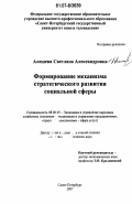 Алёшева, Светлана Александровна. Формирование механизма стратегического развития социальной сферы: дис. кандидат экономических наук: 08.00.05 - Экономика и управление народным хозяйством: теория управления экономическими системами; макроэкономика; экономика, организация и управление предприятиями, отраслями, комплексами; управление инновациями; региональная экономика; логистика; экономика труда. Санкт-Петербург. 2007. 158 с.