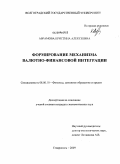 Абрамова, Кристина Алексеевна. Формирование механизма валютно-финансовой интеграции: дис. кандидат экономических наук: 08.00.10 - Финансы, денежное обращение и кредит. Ставрополь. 2009. 207 с.