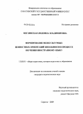 Меглинская, Людмила Владимировна. Формирование межкультурных ценностных ориентаций школьников в процессе обучения иностранному языку: дис. кандидат педагогических наук: 13.00.01 - Общая педагогика, история педагогики и образования. Саратов. 2009. 264 с.