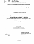 Никулаева, Мария Ивановна. Формирование навыков малого предпринимательства у учащихся учреждений профессионального образования: дис. кандидат педагогических наук: 13.00.08 - Теория и методика профессионального образования. Москва. 2005. 209 с.