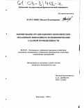 Кэлугэряну, Наталья Владимировна. Формирование организационно-экономических механизмов эффективного функционирования сахарной промышленности: дис. кандидат экономических наук: 08.00.05 - Экономика и управление народным хозяйством: теория управления экономическими системами; макроэкономика; экономика, организация и управление предприятиями, отраслями, комплексами; управление инновациями; региональная экономика; логистика; экономика труда. Краснодар. 2002. 235 с.