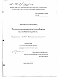 Гришин, Игорь Александрович. Формирование предпринимательской среды малого бизнеса в регионе: дис. кандидат экономических наук: 08.00.04 - Региональная экономика. Волгоград. 2000. 170 с.