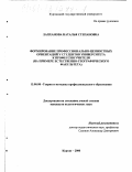 Лапханова, Наталья Степановна. Формирование профессионально-ценностных ориентаций у студентов университета к профессии учителя: На примере естественно-географического факультета: дис. кандидат педагогических наук: 13.00.08 - Теория и методика профессионального образования. Курган. 2000. 194 с.