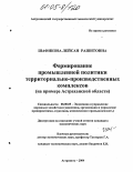 Шафикова, Лейсан Рашитовна. Формирование промышленной политики территориально-производственных комплексов: На примере Астраханской области: дис. кандидат экономических наук: 08.00.05 - Экономика и управление народным хозяйством: теория управления экономическими системами; макроэкономика; экономика, организация и управление предприятиями, отраслями, комплексами; управление инновациями; региональная экономика; логистика; экономика труда. Астрахань. 2004. 189 с.