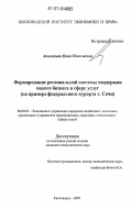 Анисимова, Нина Николаевна. Формирование региональной системы поддержки малого бизнеса в сфере услуг: на материалах федерального курорта Сочи: дис. кандидат экономических наук: 08.00.05 - Экономика и управление народным хозяйством: теория управления экономическими системами; макроэкономика; экономика, организация и управление предприятиями, отраслями, комплексами; управление инновациями; региональная экономика; логистика; экономика труда. Кисловодск. 2007. 182 с.