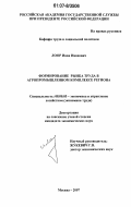 Лоор, Иван Иванович. Формирование рынка труда в агропромышленном комплексе региона: дис. кандидат экономических наук: 08.00.05 - Экономика и управление народным хозяйством: теория управления экономическими системами; макроэкономика; экономика, организация и управление предприятиями, отраслями, комплексами; управление инновациями; региональная экономика; логистика; экономика труда. Москва. 2007. 200 с.