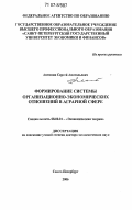 Антипин, Сергей Анатольевич. Формирование системы организационно-экономических отношений в аграрной сфере: дис. доктор экономических наук: 08.00.01 - Экономическая теория. Санкт-Петербург. 2006. 279 с.