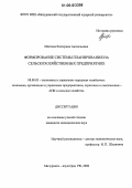 Мягкова, Екатерина Анатольевна. Формирование системы планирования на сельскохозяйственных предприятиях: дис. кандидат экономических наук: 08.00.05 - Экономика и управление народным хозяйством: теория управления экономическими системами; макроэкономика; экономика, организация и управление предприятиями, отраслями, комплексами; управление инновациями; региональная экономика; логистика; экономика труда. Мичуринск-Наукоград. 2006. 187 с.