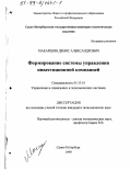 Макаршин, Денис Александрович. Формирование системы управления инвестиционной компанией: дис. кандидат экономических наук: 05.13.10 - Управление в социальных и экономических системах. Санкт-Петербург. 1999. 193 с.