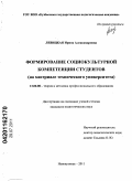 Левицкая, Ирина Александровна. Формирование социокультурной компетенции студентов: на материале технического университета: дис. кандидат педагогических наук: 13.00.08 - Теория и методика профессионального образования. Новокузнецк. 2011. 298 с.