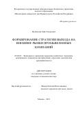 Налбандян Гайк Геворгович. Формирование стратегии выхода на внешние рынки промышленных компаний: дис. кандидат наук: 08.00.05 - Экономика и управление народным хозяйством: теория управления экономическими системами; макроэкономика; экономика, организация и управление предприятиями, отраслями, комплексами; управление инновациями; региональная экономика; логистика; экономика труда. ФГОБУ ВО Финансовый университет при Правительстве Российской Федерации. 2022. 167 с.