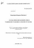 Мирзоёров, Фирдавс Ниёзович. Грамматические комментарии в таджикских толковых словарях XVI-XIX вв.: дис. кандидат филологических наук: 10.02.22 - Языки народов зарубежных стран Азии, Африки, аборигенов Америки и Австралии. Душанбе. 2011. 151 с.