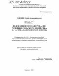 Саввин, Юрий Александрович. Индикативное планирование развития сельского хозяйства: На материалах Воронежской области: дис. кандидат экономических наук: 08.00.05 - Экономика и управление народным хозяйством: теория управления экономическими системами; макроэкономика; экономика, организация и управление предприятиями, отраслями, комплексами; управление инновациями; региональная экономика; логистика; экономика труда. Воронеж. 2005. 181 с.