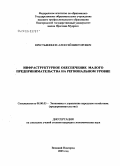 Крестьянинов, Алексей Викторович. Инфраструктурное обеспечение поддержки развития малого предпринимательства: дис. кандидат экономических наук: 08.00.05 - Экономика и управление народным хозяйством: теория управления экономическими системами; макроэкономика; экономика, организация и управление предприятиями, отраслями, комплексами; управление инновациями; региональная экономика; логистика; экономика труда. Великий Новгород. 2005. 194 с.