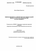 Касаев, Мурат Борисович. Инновационное развитие институциональной инфраструктуры предприятий малого бизнеса: дис. кандидат экономических наук: 08.00.05 - Экономика и управление народным хозяйством: теория управления экономическими системами; макроэкономика; экономика, организация и управление предприятиями, отраслями, комплексами; управление инновациями; региональная экономика; логистика; экономика труда. Москва. 2006. 183 с.